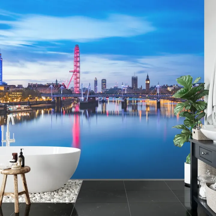 Fototapeta Pano – Panorama Londynu z Big Benem i London Eye