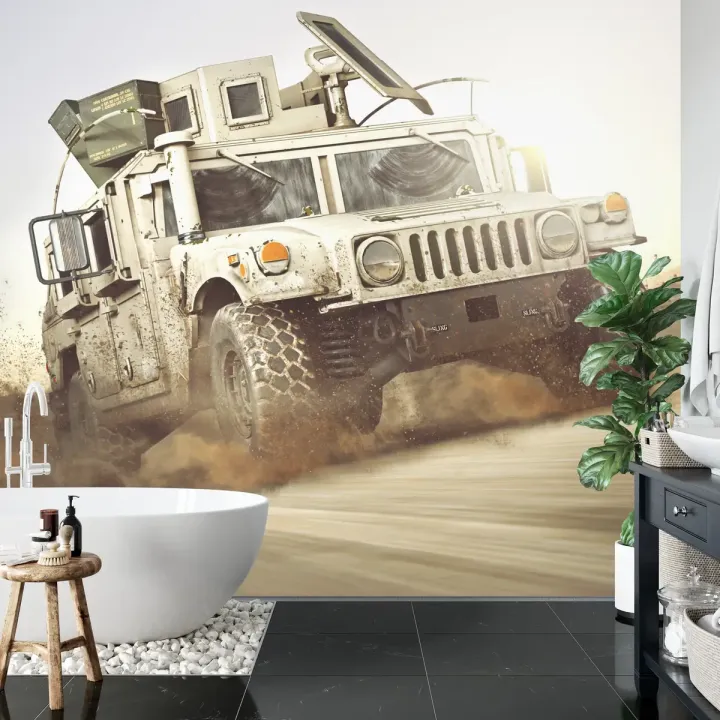 Fototapeta Pojazd Opancerzony – Pustynny Krajobraz i Wyprawa Off-Road