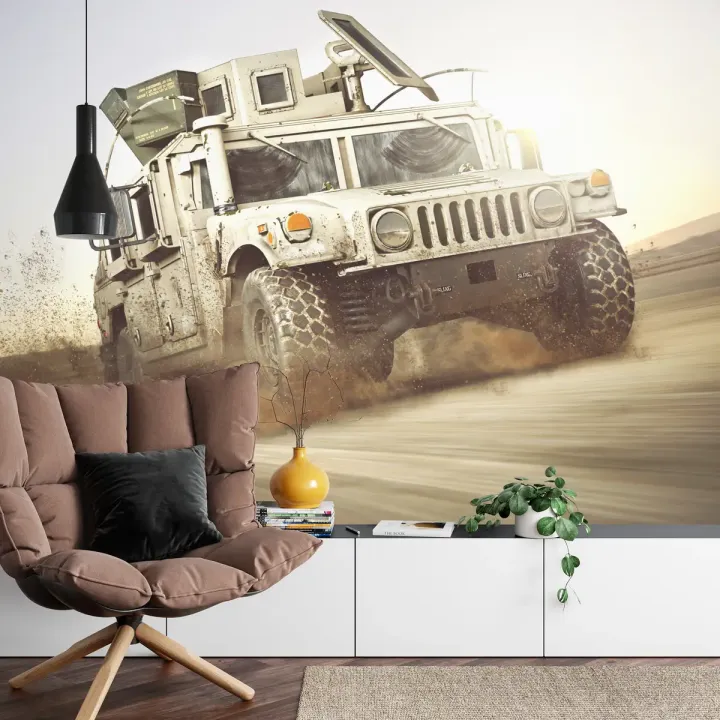 Fototapeta Pojazd Opancerzony – Pustynny Krajobraz i Wyprawa Off-Road