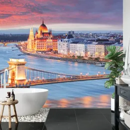 Fototapeta Most Nocą – Most Szechenyi i Panorama Budapesztu