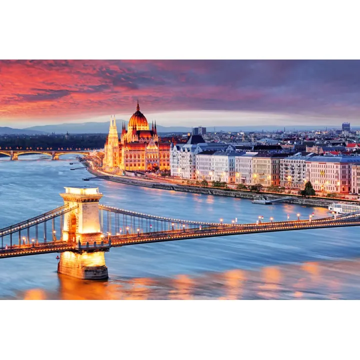 Fototapeta Most Nocą – Most Szechenyi i Panorama Budapesztu – produkt