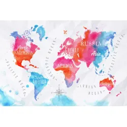 Fototapeta Mapa Świata – Kontynenty i Oceany do Wnętrz