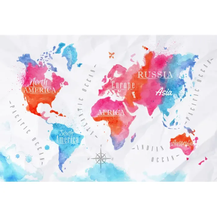 Fototapeta Mapa Świata – Kontynenty i Oceany do Wnętrz – produkt