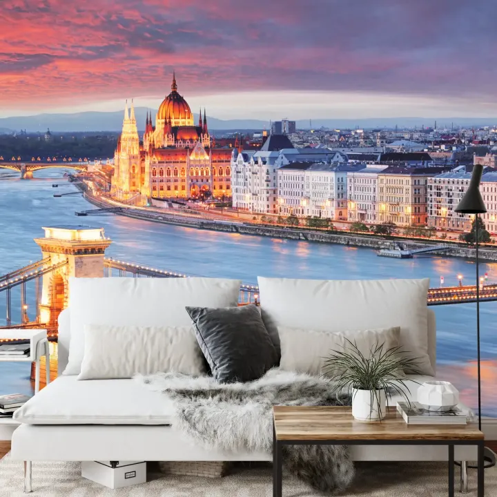 Fototapeta Most Nocą – Most Szechenyi i Panorama Budapesztu
