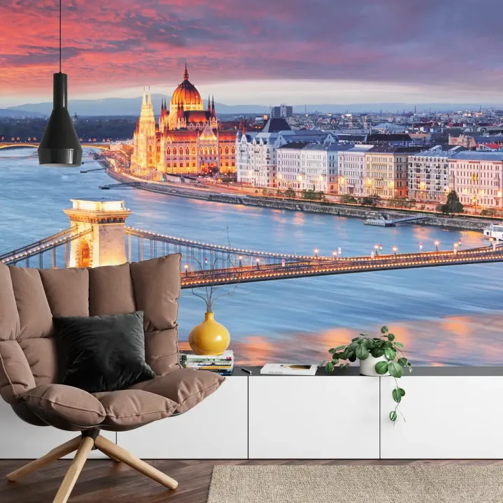 Fototapeta Most Nocą – Most Szechenyi i Panorama Budapesztu