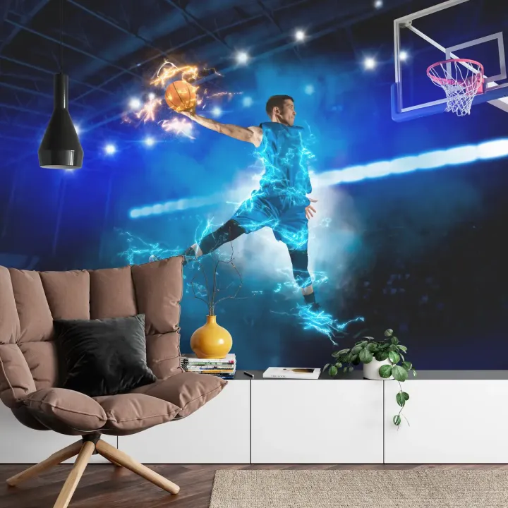 Fototapeta Płonący Koszykarz – Energia i Dynamika Sportu