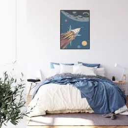 Plakat Rakieta Kosmiczna – Retro Podróże w Kosmos – produkt