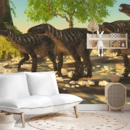 Fototapeta Dinozaury i Przyroda – Prehistoryczny Krajobraz Jurajski