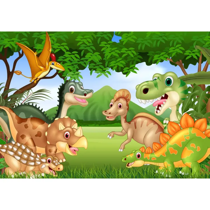 Fototapeta Dinozaury w Dżungli – Prehistoryczny Krajobraz Pełen Przygód – produkt
