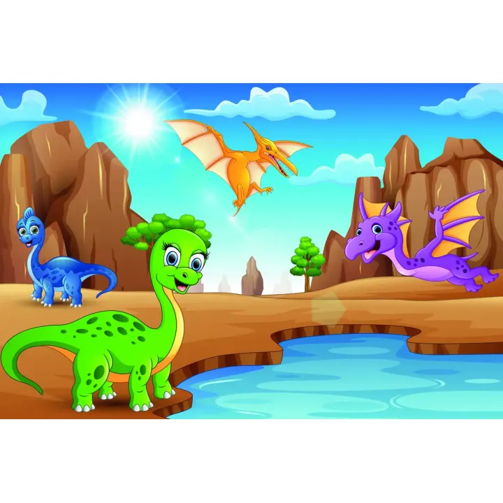 Fototapeta Bajkowe Dinozaury – Prehistoryczny Świat nad Wodą – produkt