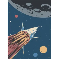 Plakat Rakieta Kosmiczna – Retro Podróże w Kosmos