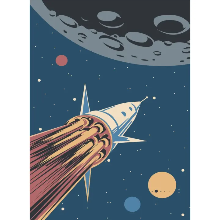 Plakat Rakieta Kosmiczna – Retro Podróże w Kosmos