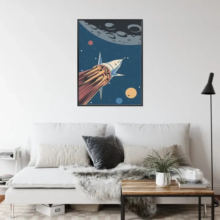 Plakat Rakieta Kosmiczna – Retro Podróże w Kosmos