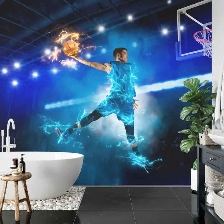 Fototapeta Płonący Koszykarz – Energia i Dynamika Sportu