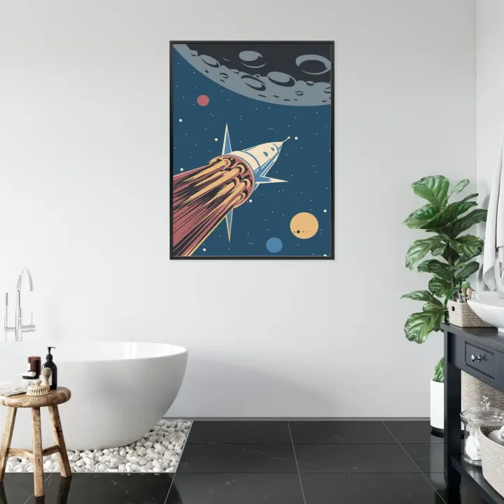 Plakat Rakieta Kosmiczna – Retro Podróże w Kosmos