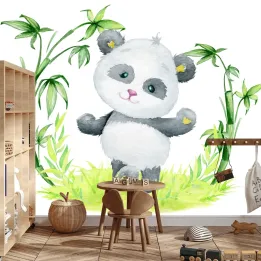 Fototapeta Panda i Bambus – Spokój Natury w Zielonym Gaju