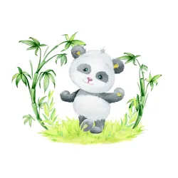 Fototapeta Panda i Bambus – Spokój Natury w Zielonym Gaju