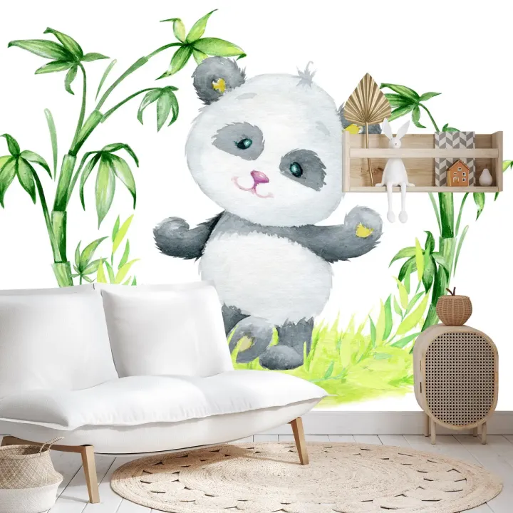 Fototapeta Panda i Bambus – Spokój Natury w Zielonym Gaju