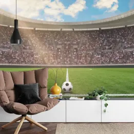 Fototapeta Piłka Nożna – Stadion Pełen Emocji i Słońca