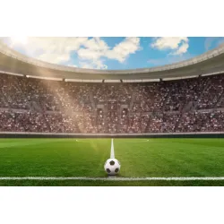 Fototapeta Piłka Nożna – Stadion Pełen Emocji i Słońca