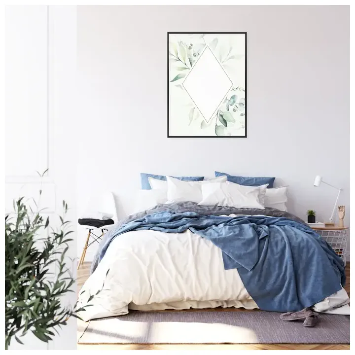 Plakat Kwiatowa Geometria – Botaniczne Wzory i Zielone Liście