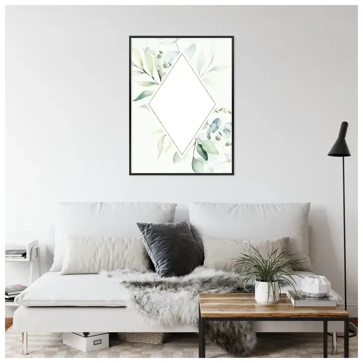 Plakat Kwiatowa Geometria – Botaniczne Wzory i Zielone Liście