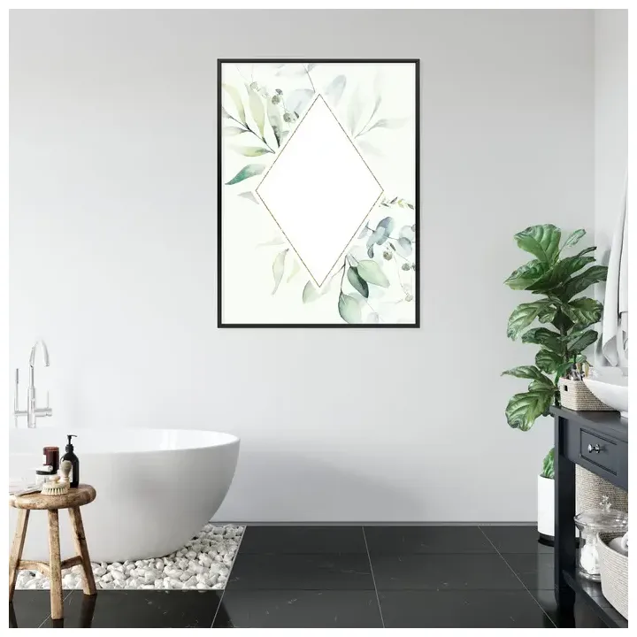 Plakat Kwiatowa Geometria – Botaniczne Wzory i Zielone Liście