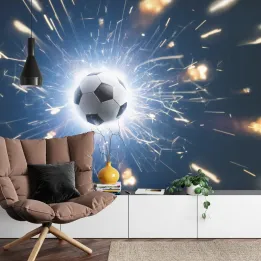 Fototapeta Piłka Wśród Iskier – Sportowa Abstrakcja w Industrialnym Stylu