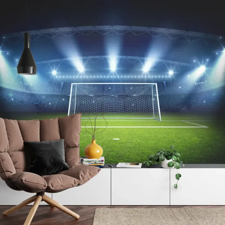 Fototapeta Bramka Na Stadionie – Piłkarskie Emocje i Kibice