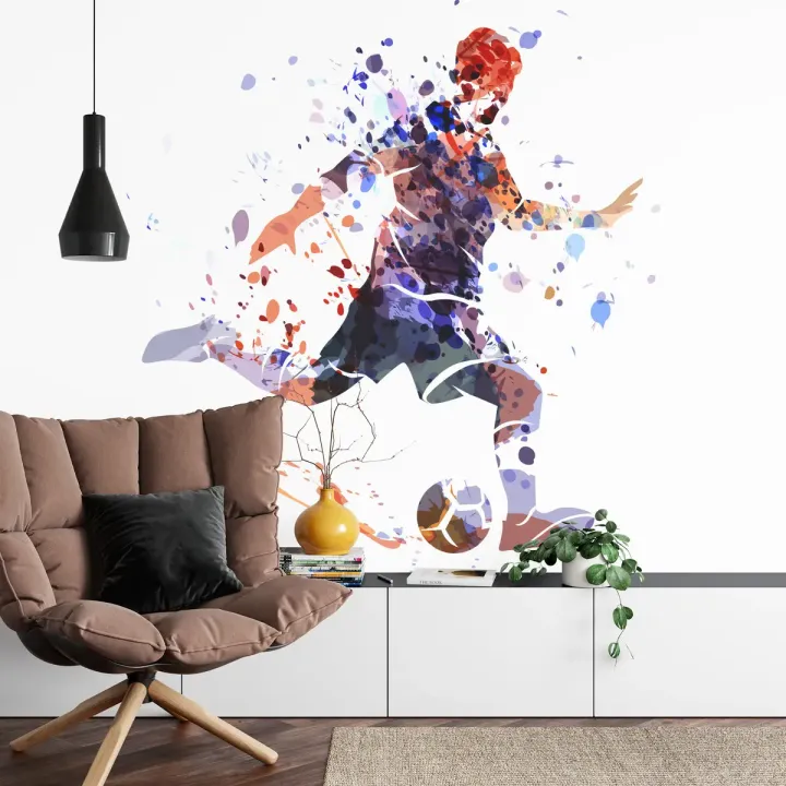 Fototapeta Akwarelowa Sylwetka Piłkarza – Dynamizm i Abstrakcja Sportowa