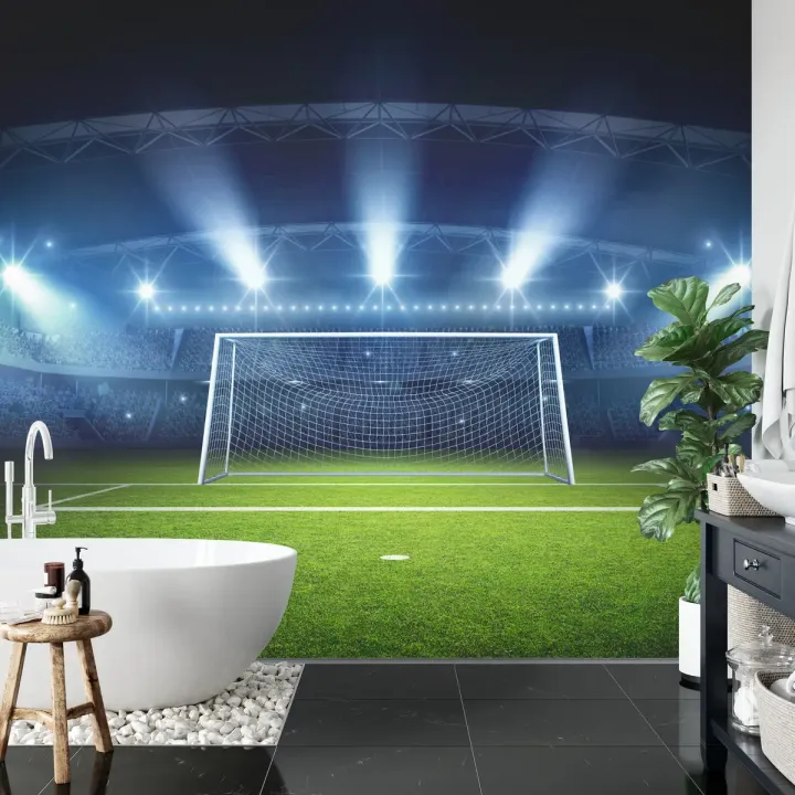 Fototapeta Bramka Na Stadionie – Piłkarskie Emocje i Kibice