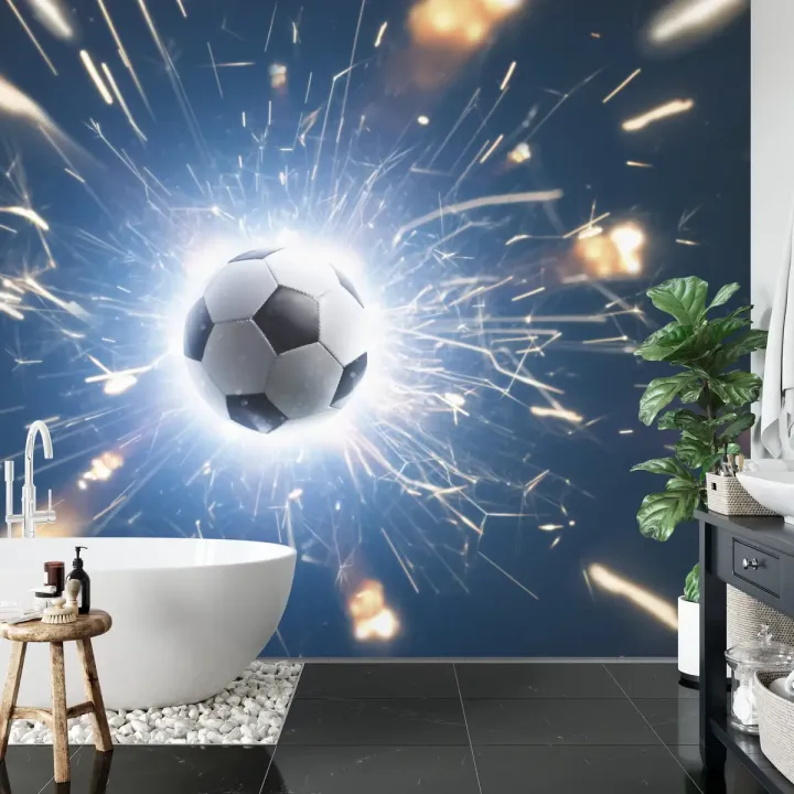 Fototapeta Piłka Wśród Iskier – Sportowa Abstrakcja w Industrialnym Stylu