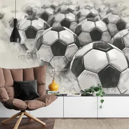 Fototapeta Piłki Nożne – Sportowy Szkic Ołówkiem
