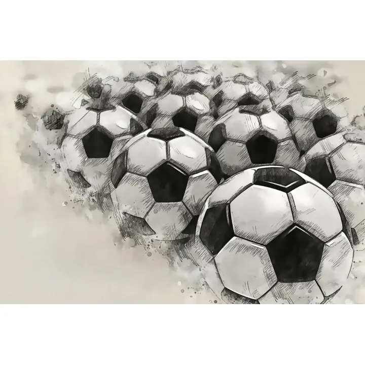 Fototapeta Piłki Nożne – Sportowy Szkic Ołówkiem – produkt