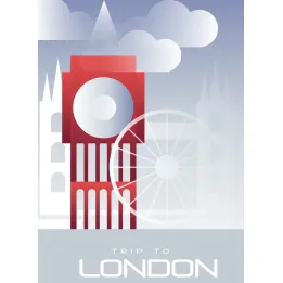 Plakat Trip To London – Czerwony Autobus i Zabytki Londynu – produkt