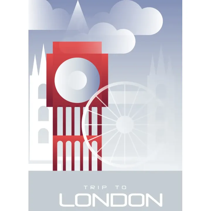 Plakat Trip To London – Czerwony Autobus i Zabytki Londynu – produkt
