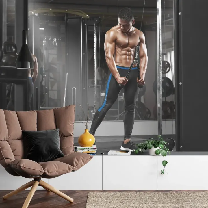 Fototapeta Muskularny Mężczyzna – Motywacja na Siłownię i Fitness