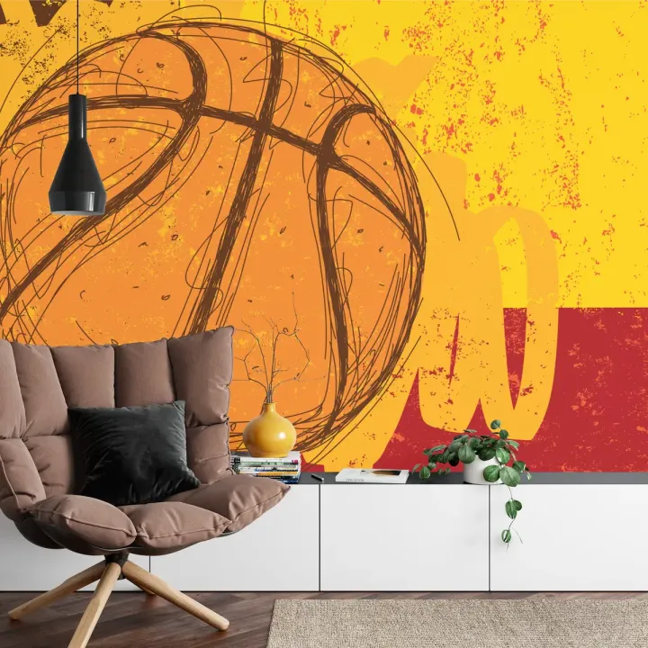 Fototapeta Piłka Koszykowa – Street Art i Energia Sportu