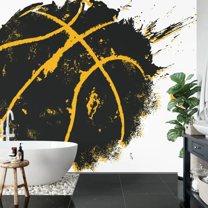 Fototapeta Piłka w Stylu Graffiti – Uliczny Mural w Klimacie Hip-Hop