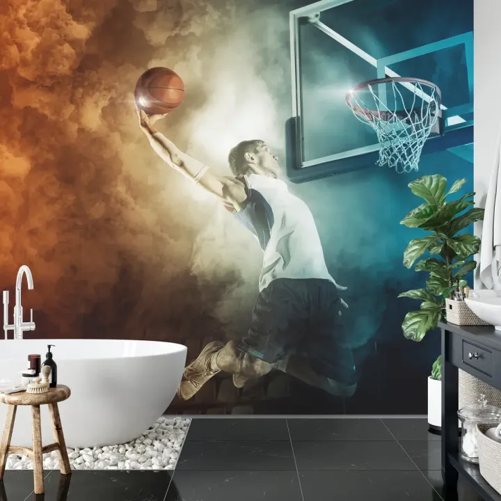 Fototapeta Koszykarz – Dynamiczny Wsad w Akcji Sportowej