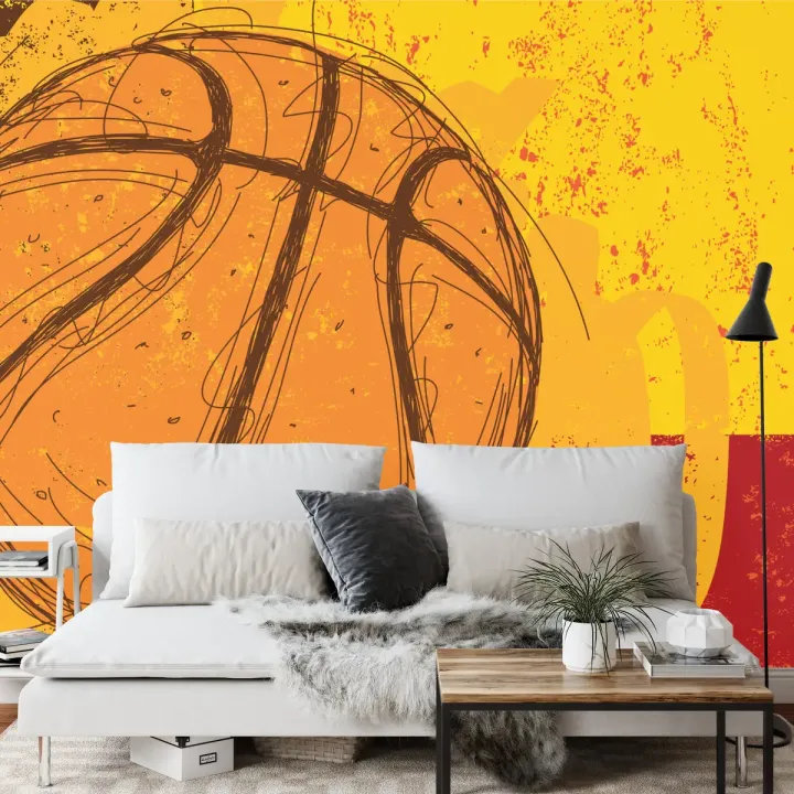 Fototapeta Piłka Koszykowa – Street Art i Energia Sportu