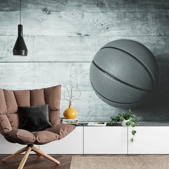 Fototapeta Piłka Koszykowa – Sportowa Energia na Drewnianym Boisku