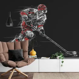 Fototapeta Rysowany Hokeista – Dynamika Sportu na Lodowisku