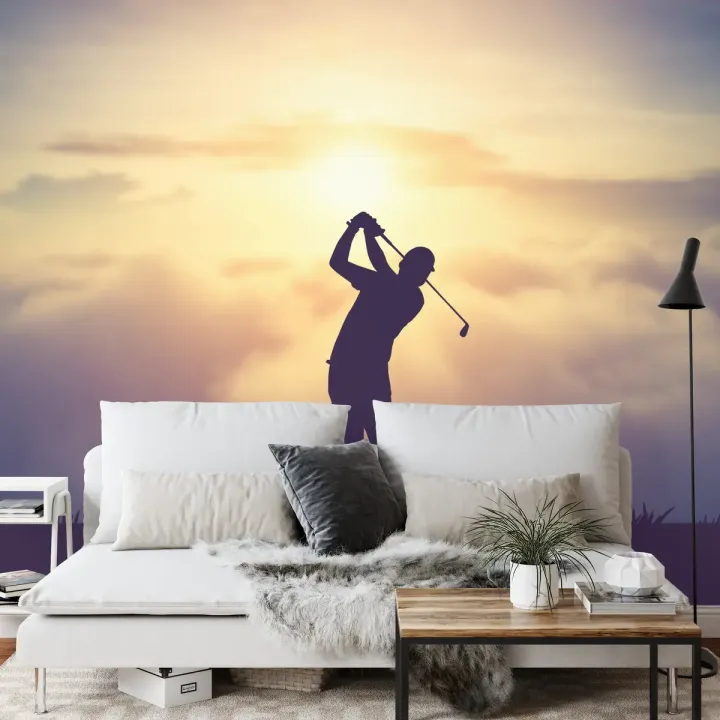 Fototapeta Golfista – Sylwetka na Tle Zachodu Słońca