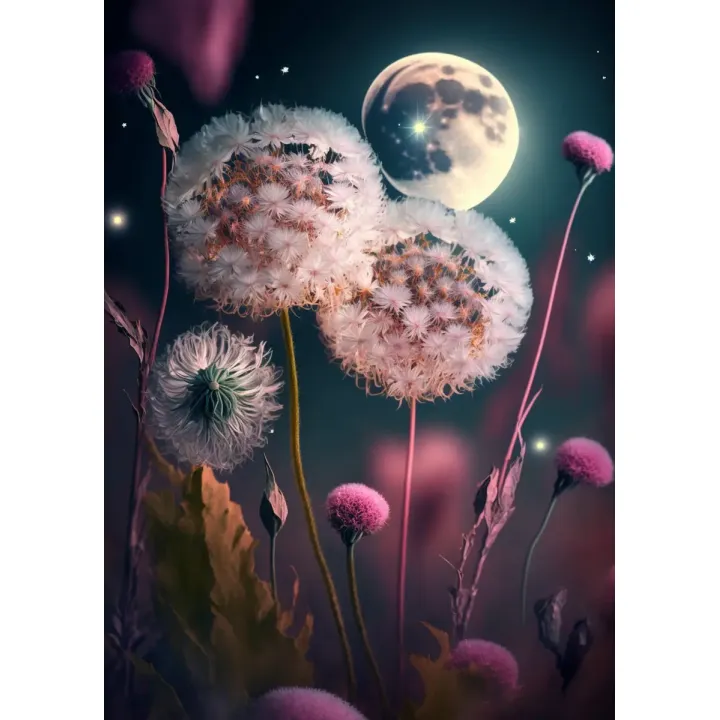 Plakat Dmuchawce – Nocne Niebo z Księżycem i Gwiazdami – produkt