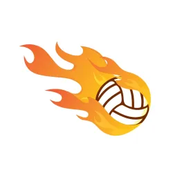 Fototapeta Płonąca Piłka Siatkowa – Energia Sportu i Dynamika Ognia
