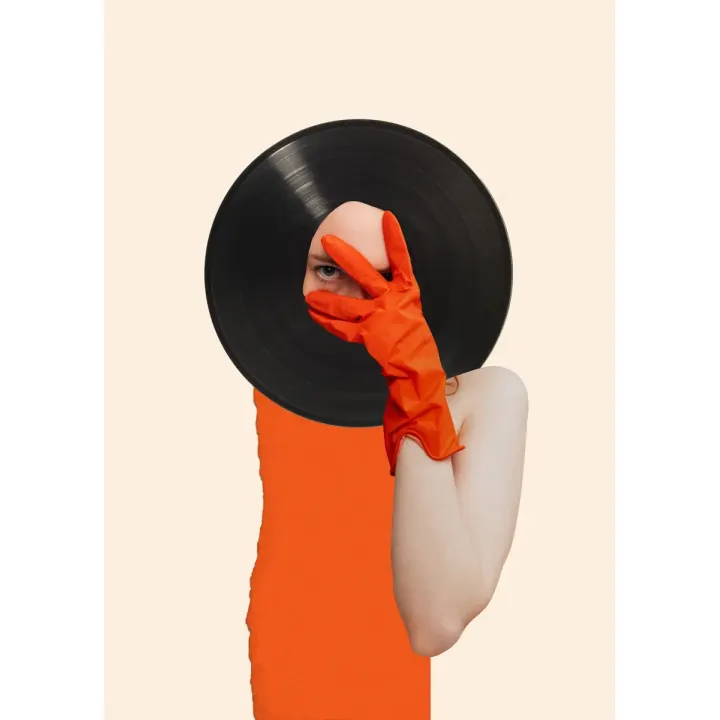 Plakat Muzyka Umysłu – Kolaż Pop-Art na Płycie Winylowej – produkt