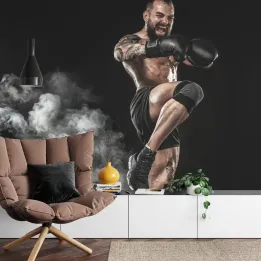 Fototapeta Wściekły Bokser – Siła i Determinacja w Sportach Walki