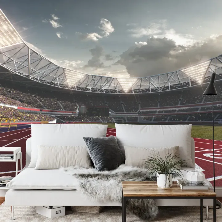 Fototapeta Stadion – Start Biegaczy na Torze Lekkoatletycznym