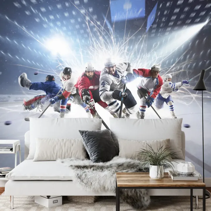 Fototapeta Drużyna Hokeistów – Akcja Sportowa na Lodowisku
